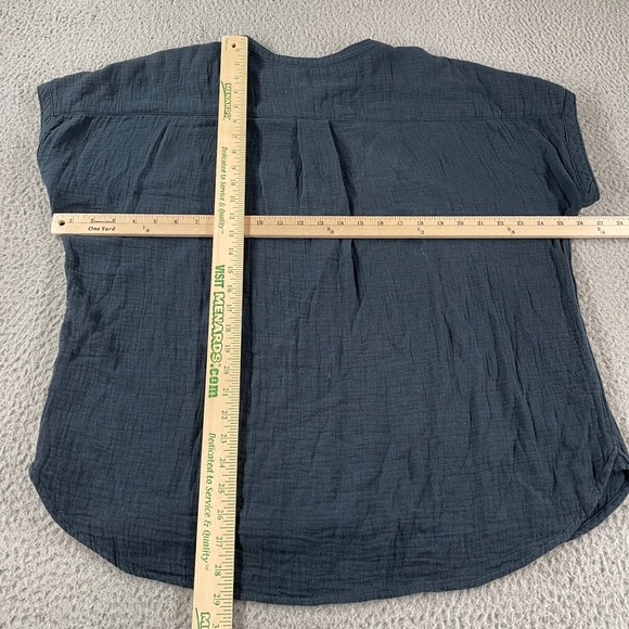 Faherty Dream Cotton Gauze Desmond Shirt Top Women XL Washed Blue Organic Summer - Picture 9 of 10